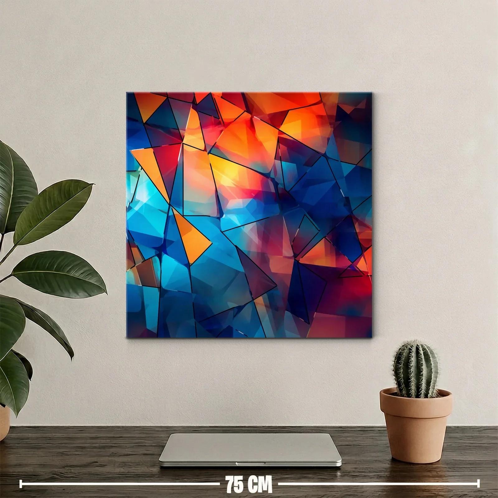Cuadro abstracto en tonos vibrantes con formas geométricas — miniatura 2
