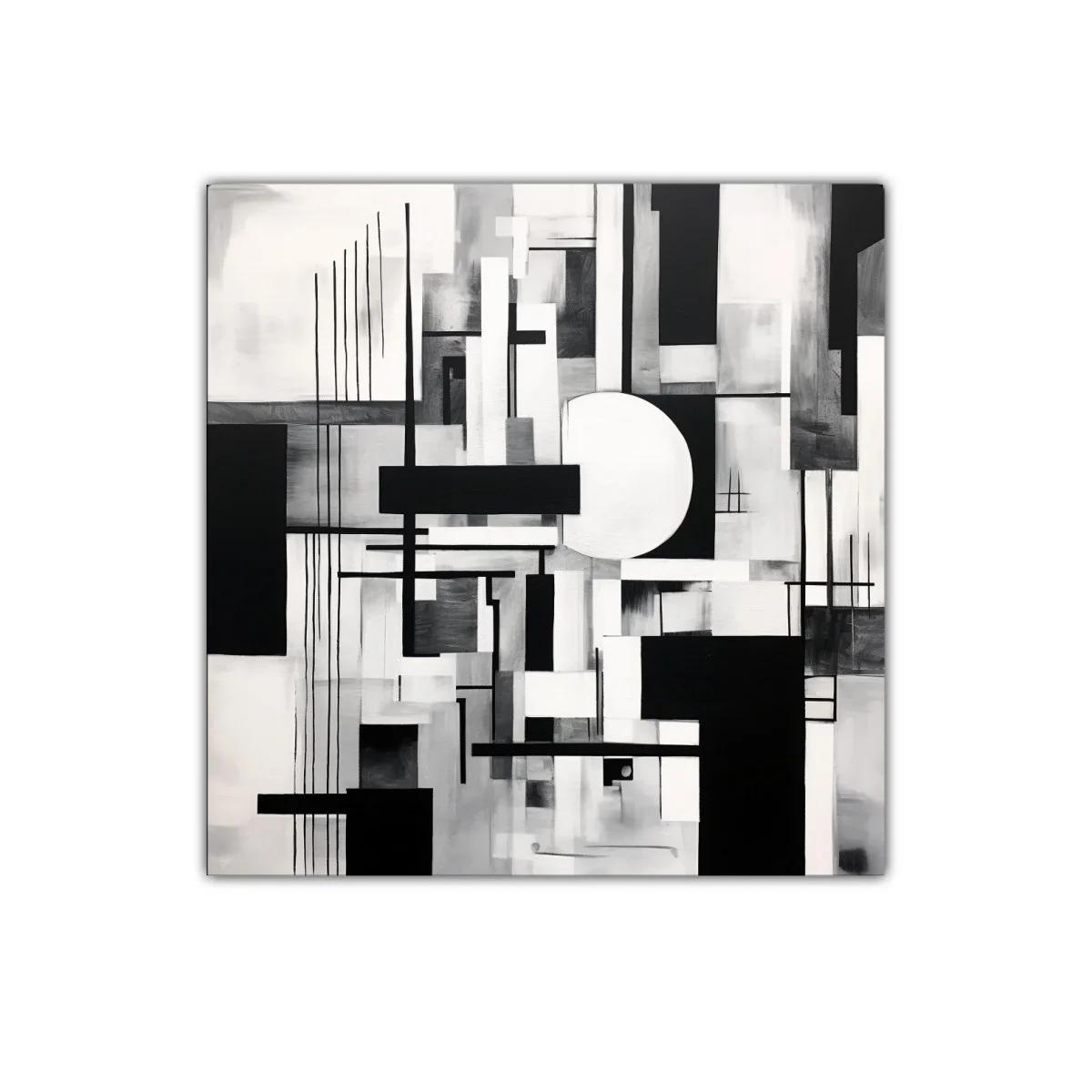 Composición abstracta en blanco y negro geométrica y elegante