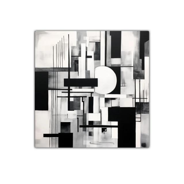Composición abstracta en blanco y negro geométrica y elegante