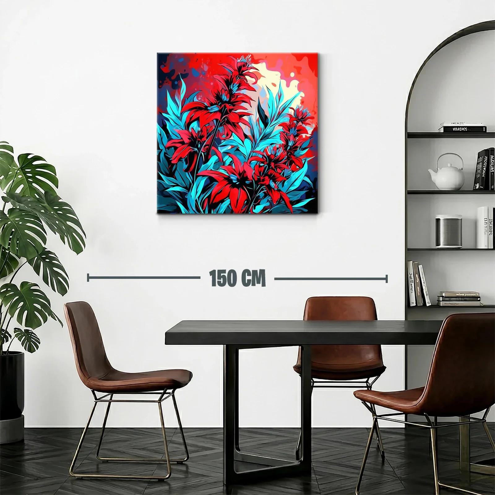 Vibrante composición floral en tonos rojos y azules eléctricos — miniatura 2
