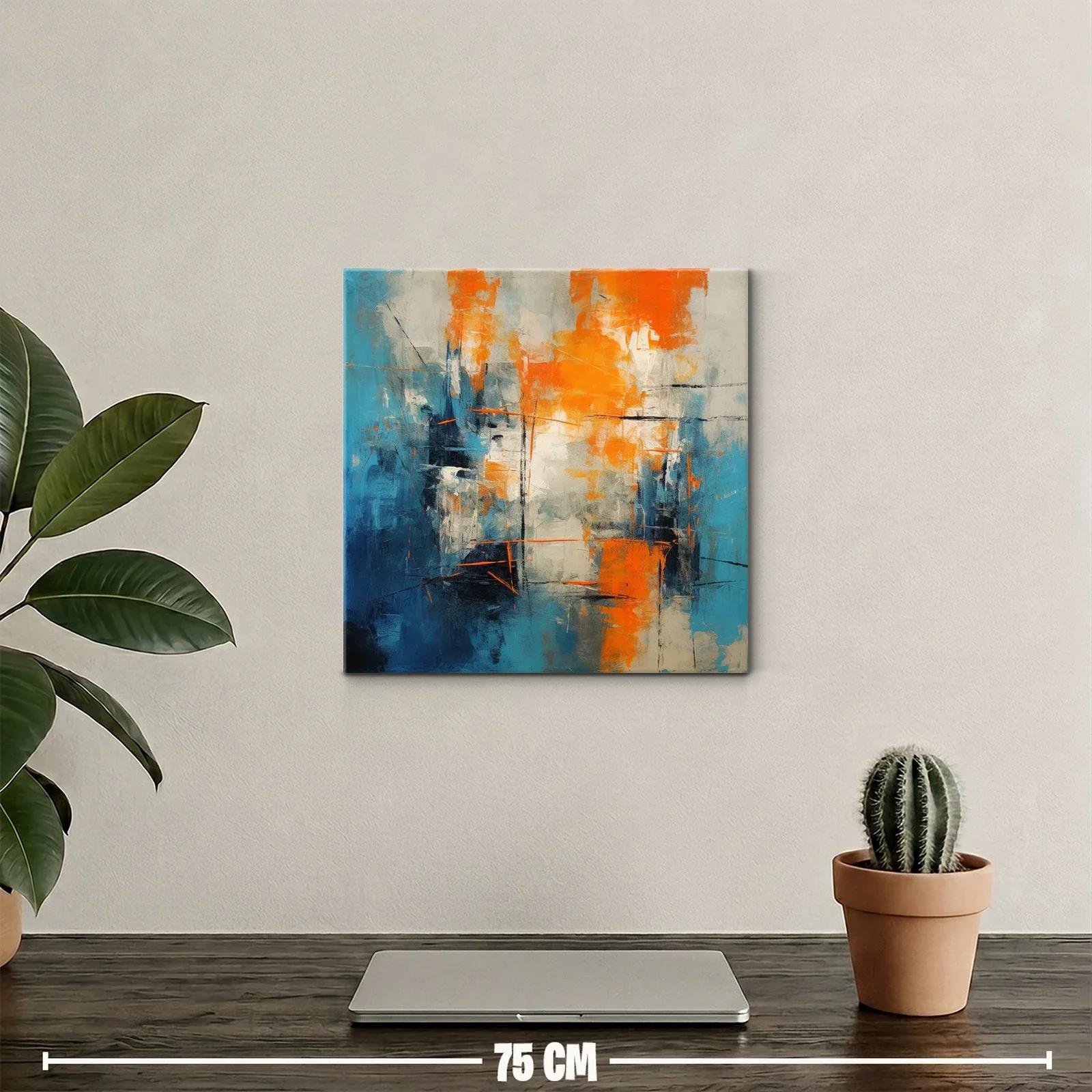 Cuadro abstracto con vibrantes tonos azul y naranja — miniatura 2