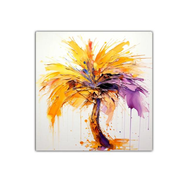Cuadro decorativo con palmera en vibrantes tonos cálidos
