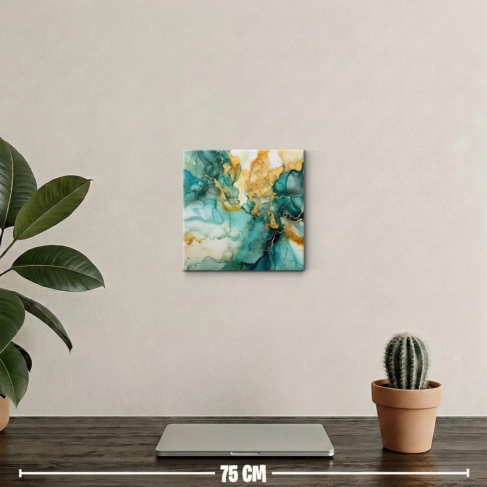 Composición abstracta con tonos verdes y dorados elegantes — miniatura 2