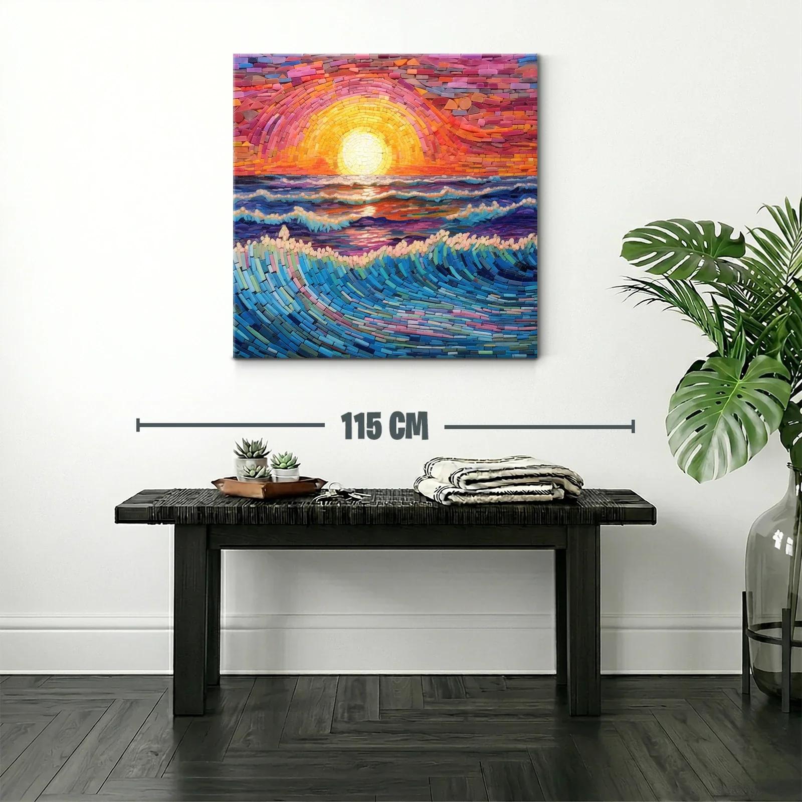 Mosaico de atardecer vibrante sobre el mar en calma — miniatura 2