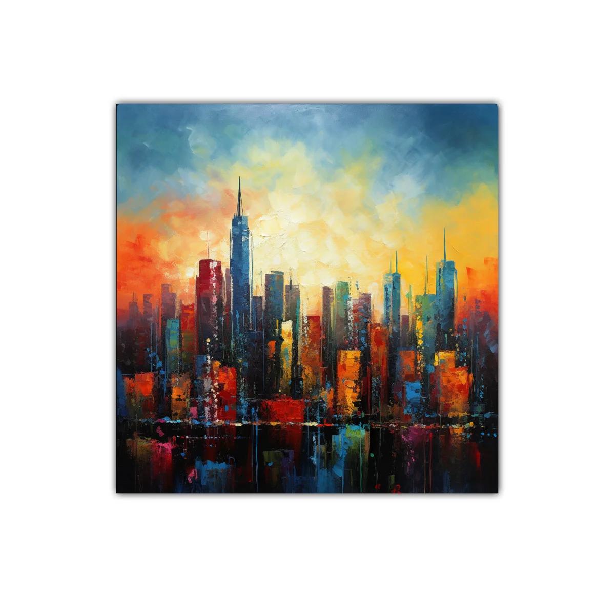 Vibrante ciudad al amanecer con colores intensos — imagen principal