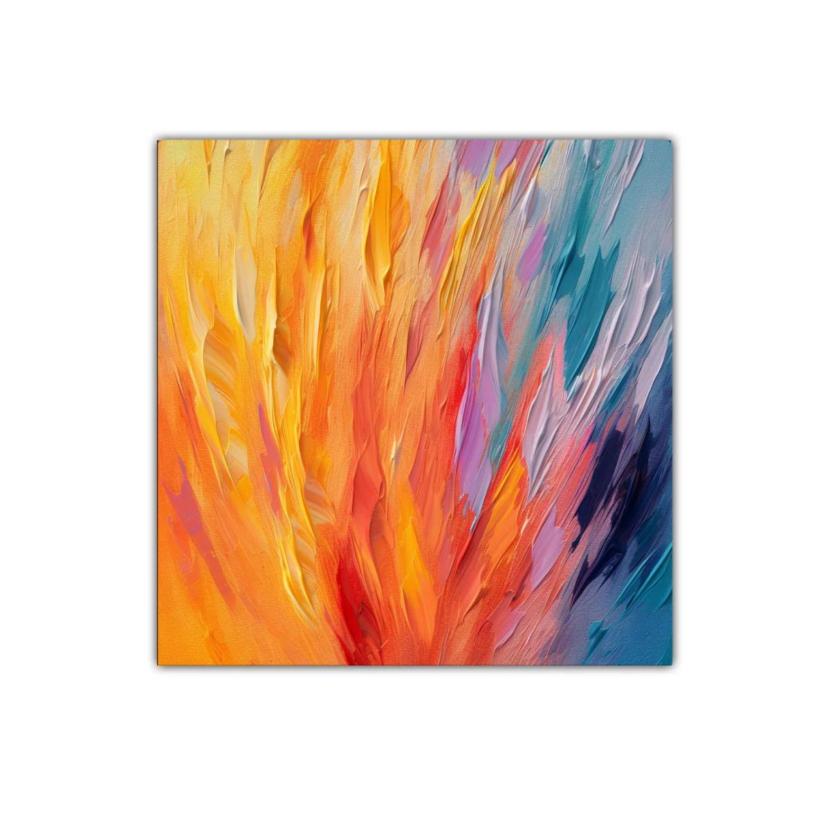 Cuadro abstracto en vibrantes tonos cálidos y fríos — miniatura 1