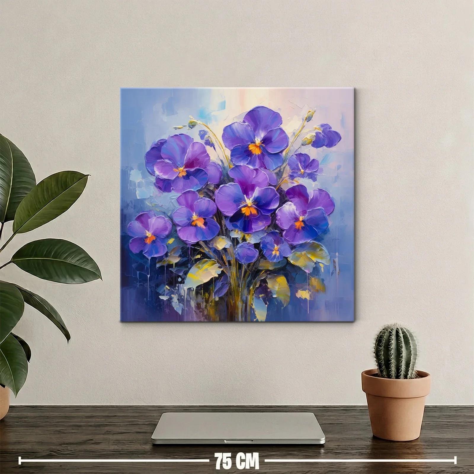 Cuadro moderno con flamantes flores violetas y detalles cálidos — miniatura 2