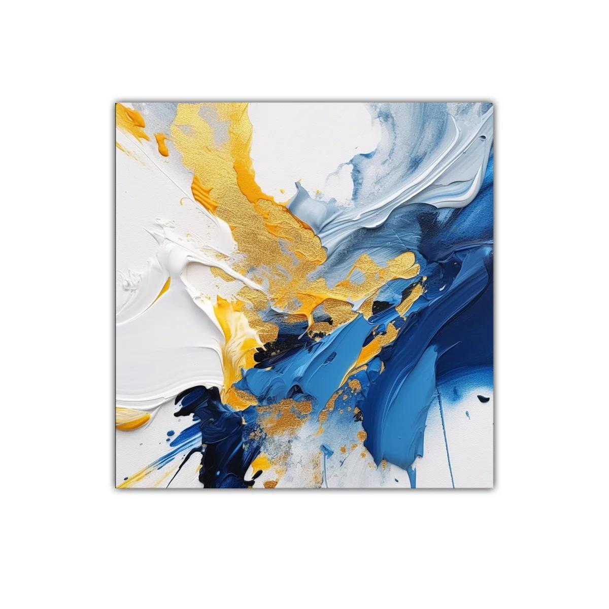 Impactante cuadro abstracto en tonos azul y dorado — imagen principal