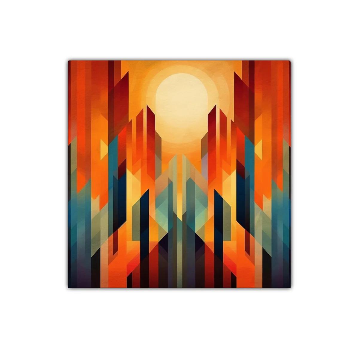 Cuadro abstracto con formas geométricas en tonos cálidos — imagen principal