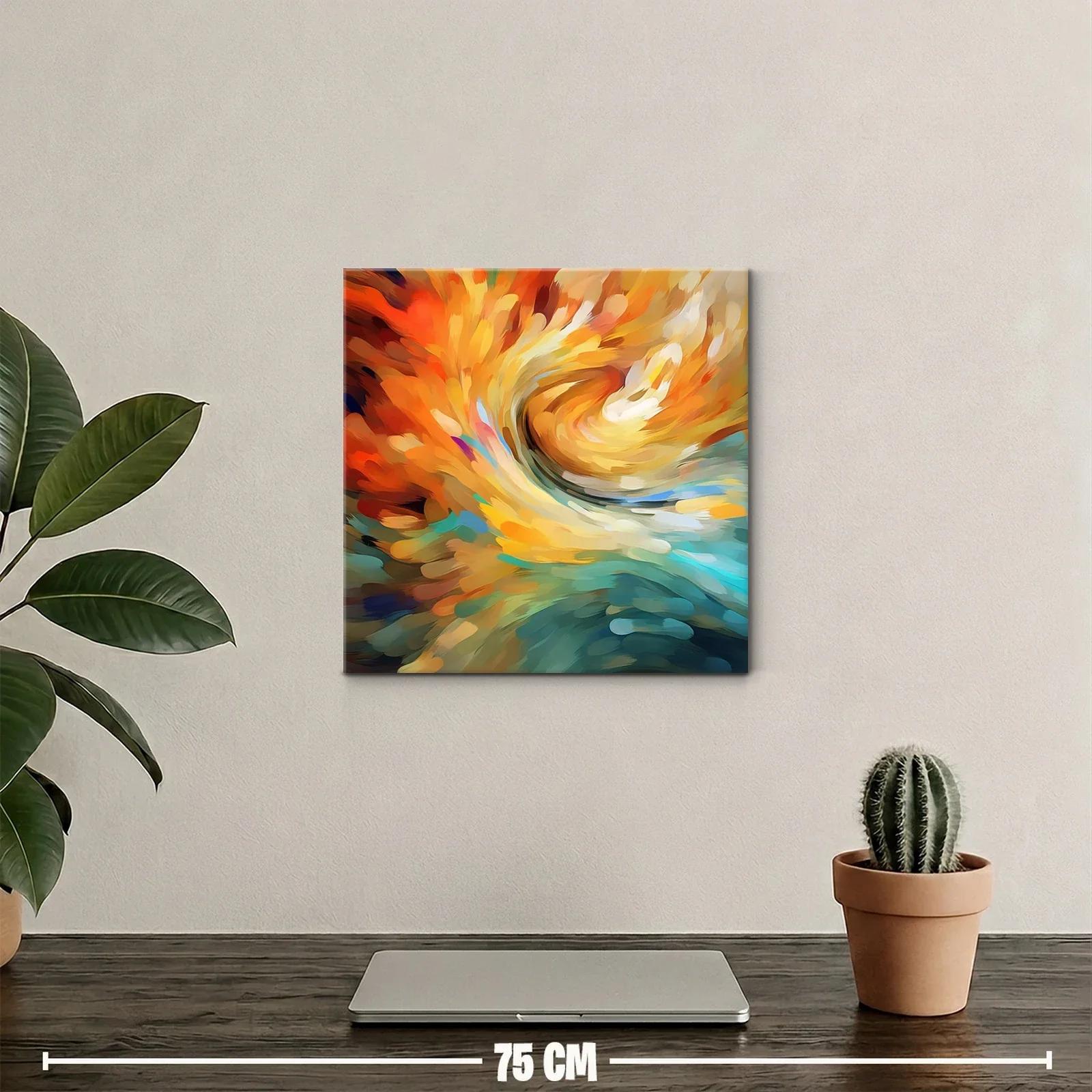 Cuadro abstracto con vibrantes tonos cálidos y fríos — miniatura 2