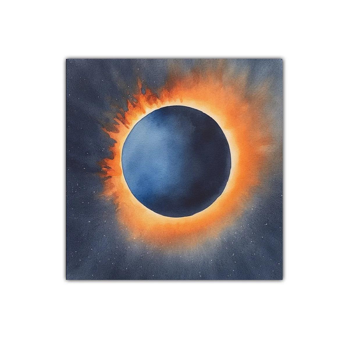 Cuadro decorativo eclipse solar con tonos oscuros y cálidos — imagen principal