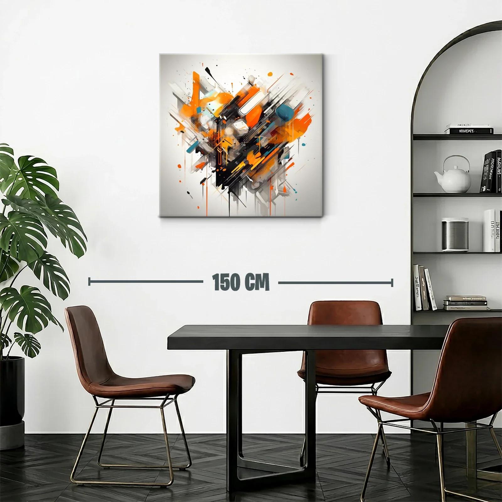 Cuadro abstracto con explosión de tonos cálidos y contrastes vibrantes — miniatura 2