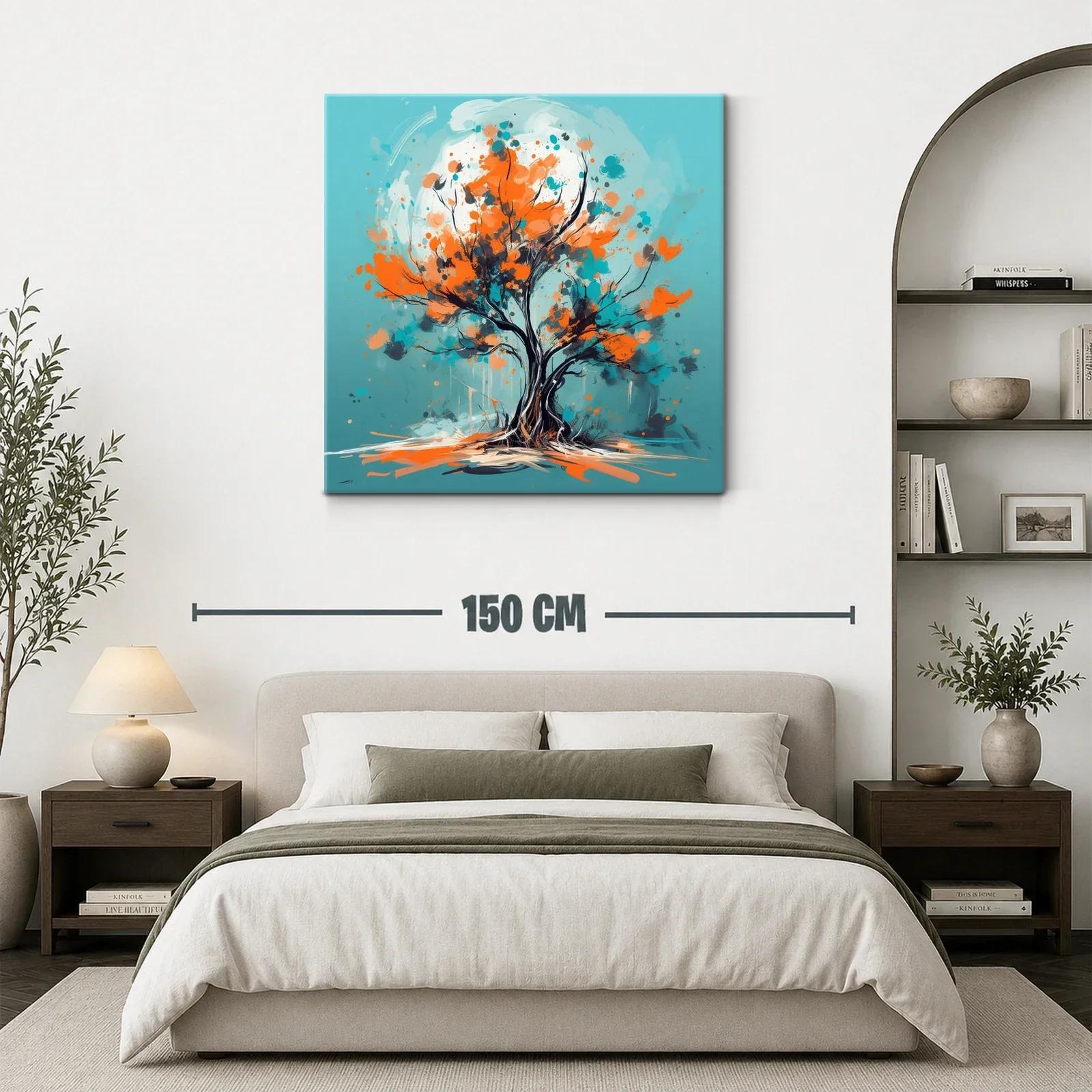 Árbol vibrante con tonos naranjas y turquesas — miniatura 3