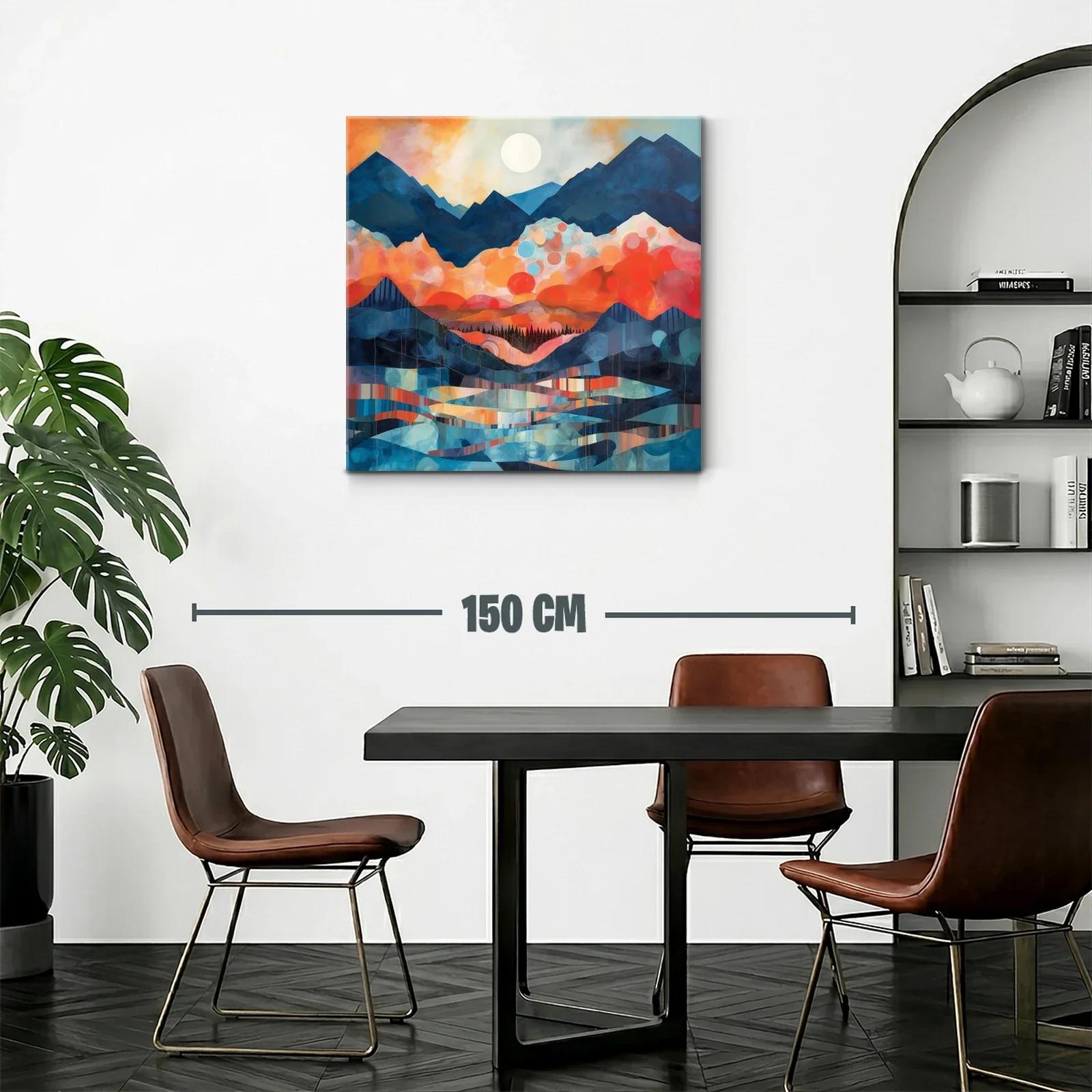 Paisaje de montañas vibrantes con luna llena — miniatura 2