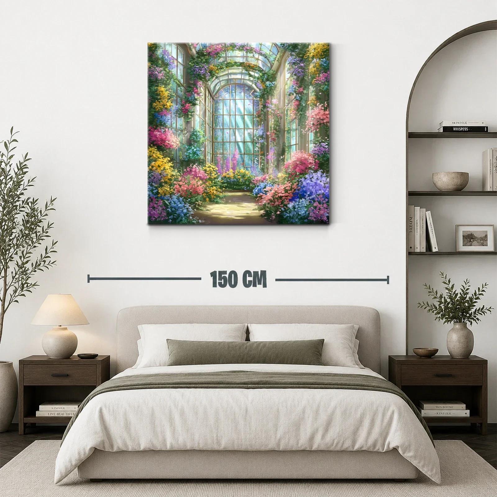Jardín de flores en invernadero con luz brillante — miniatura 3