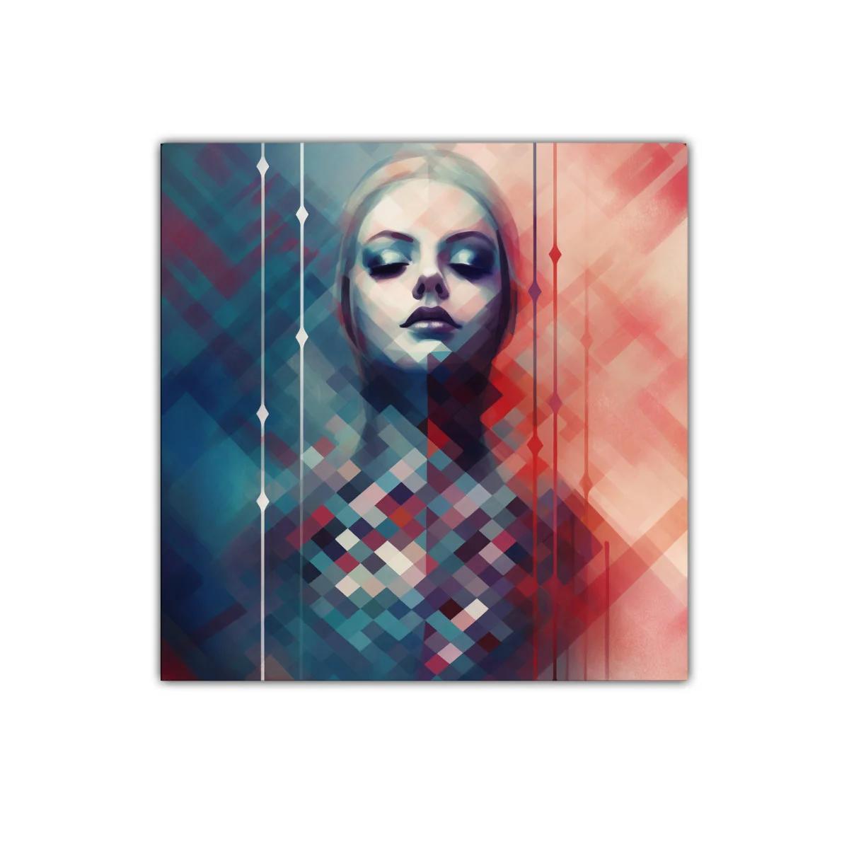 Retrato abstracto de mujer con tonos fríos y cálidos