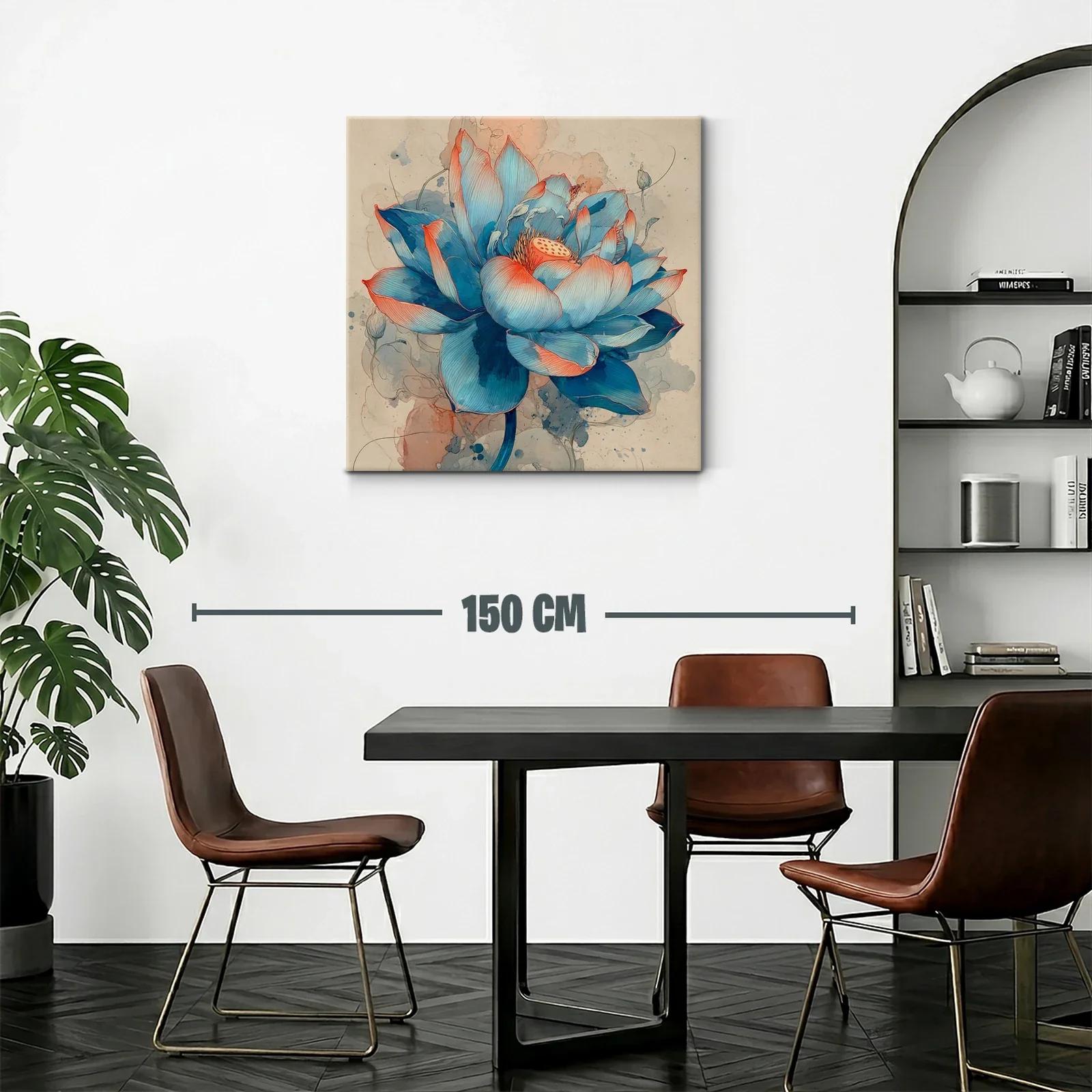 Flor Azul con Detalles Rojizos en Estilo Acuarela — miniatura 2