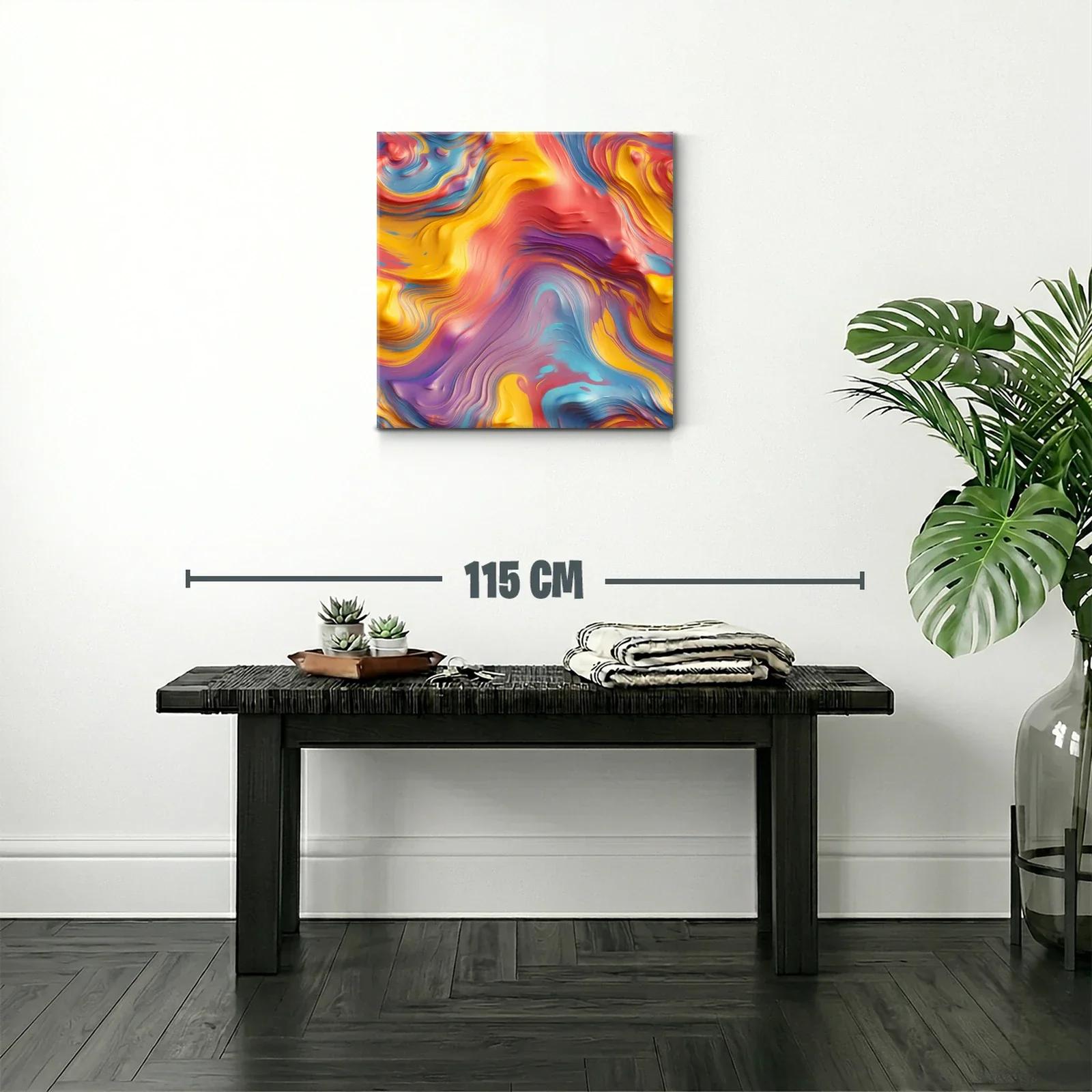 Cuadro abstracto con formas fluidas en tonos vibrantes — miniatura 2