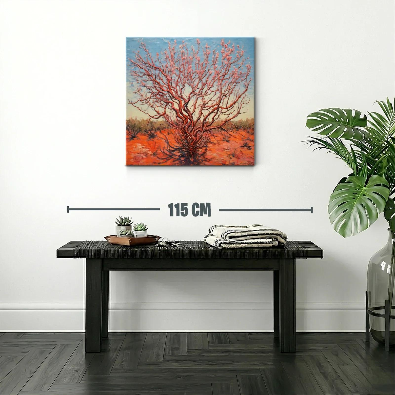 Árbol florido en paisaje desértico al atardecer — miniatura 2