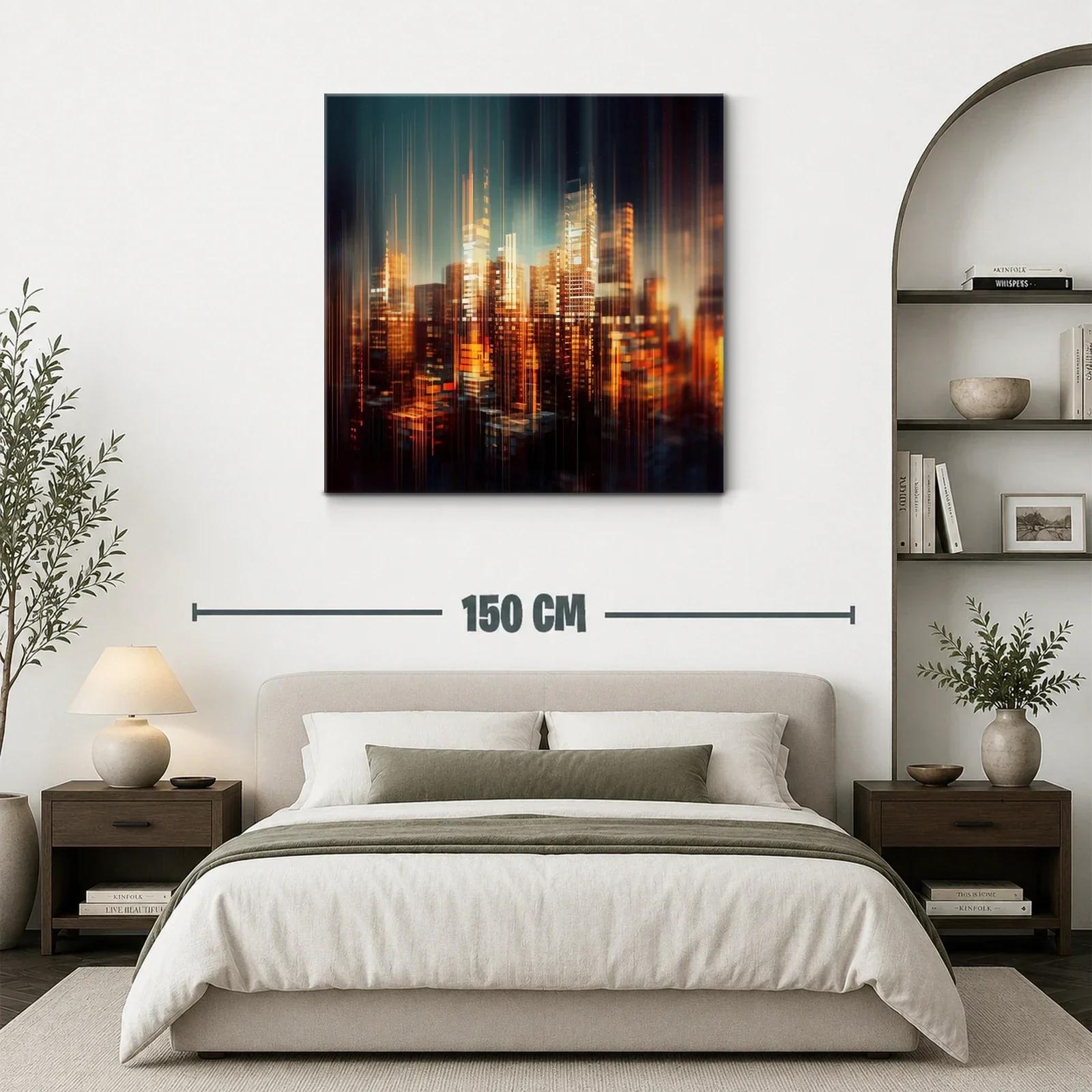 Ciudad luminosa abstracta con tonos cálidos y vibrantes — miniatura 3