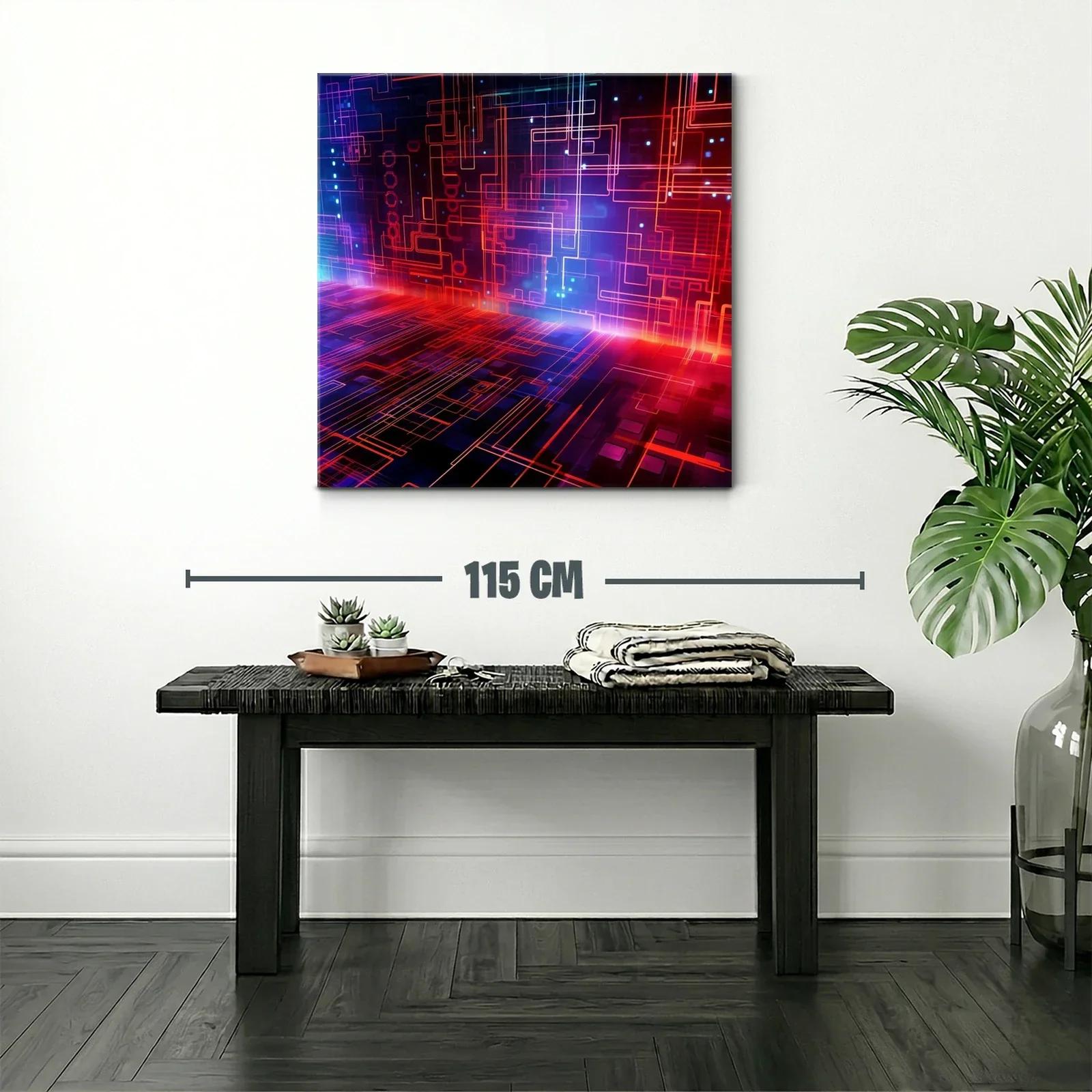 Composición abstracta de líneas luminosas en tonos cálidos y fríos — miniatura 2