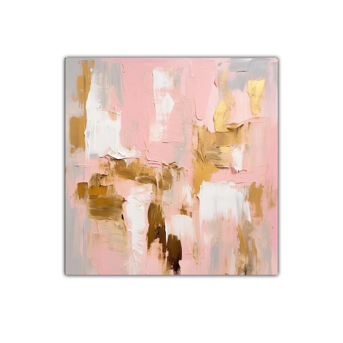 Arte abstracto en tonos rosa y dorado para un ambiente elegante — imagen principal