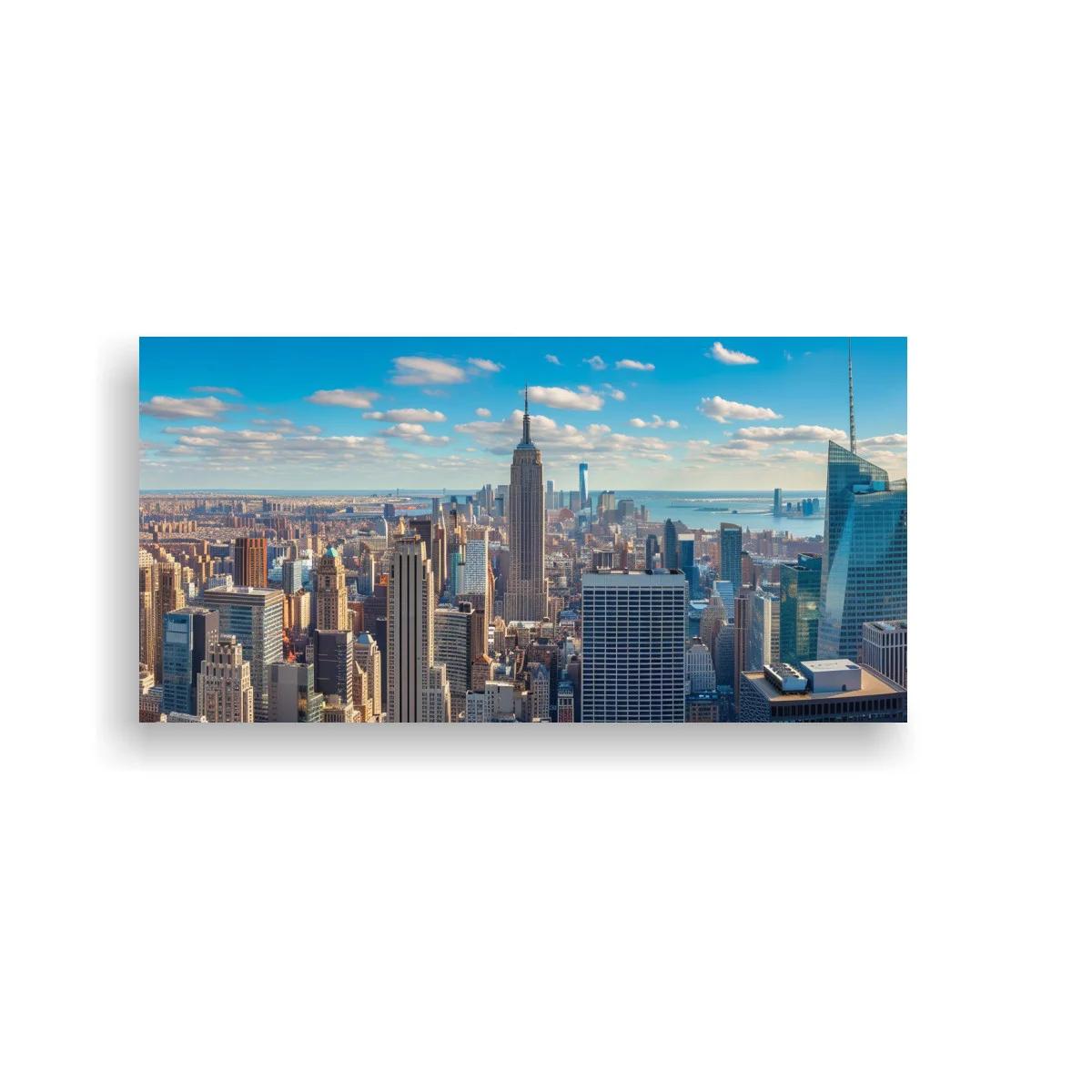 Cuadro skyline de Nueva York con nubes dispersas