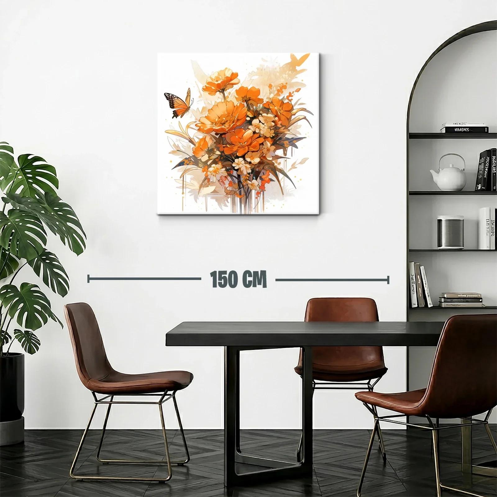 Ramo vibrante de flores naranjas con mariposa delicada — miniatura 2