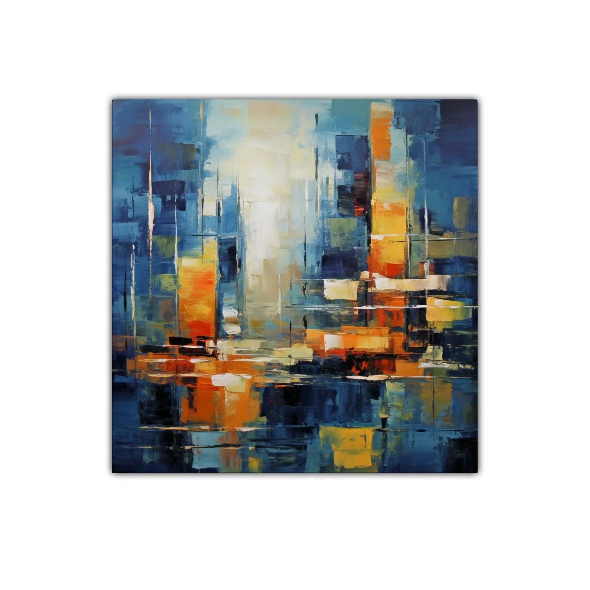 Composición abstracta con vibrantes tonos azul y naranja