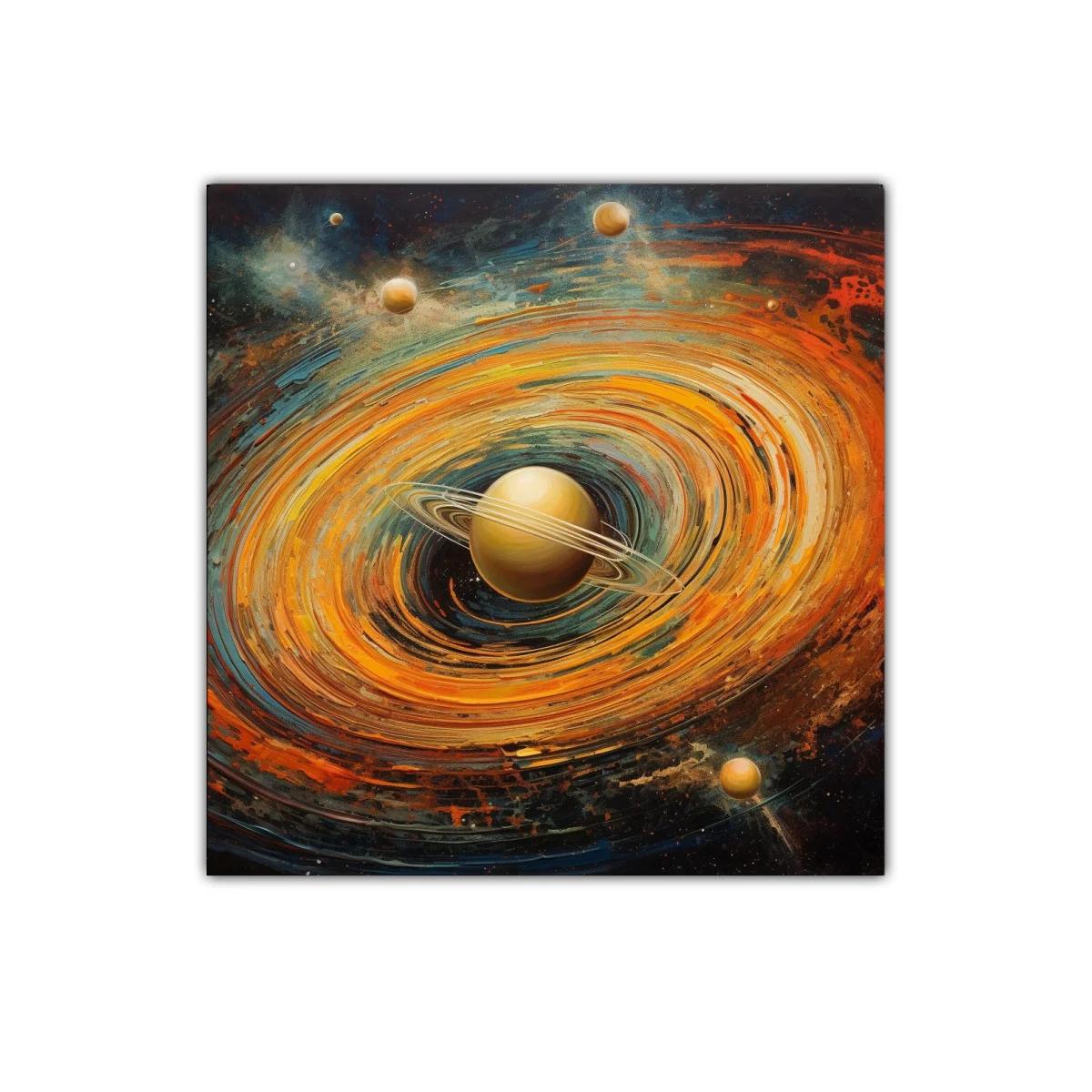 Cuadro decorativo universo con tonos cálidos y dinámicos