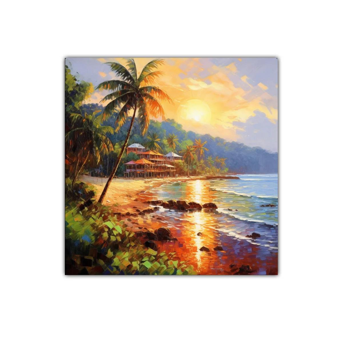 Atardecer tropical con palmeras y playa serena — imagen principal