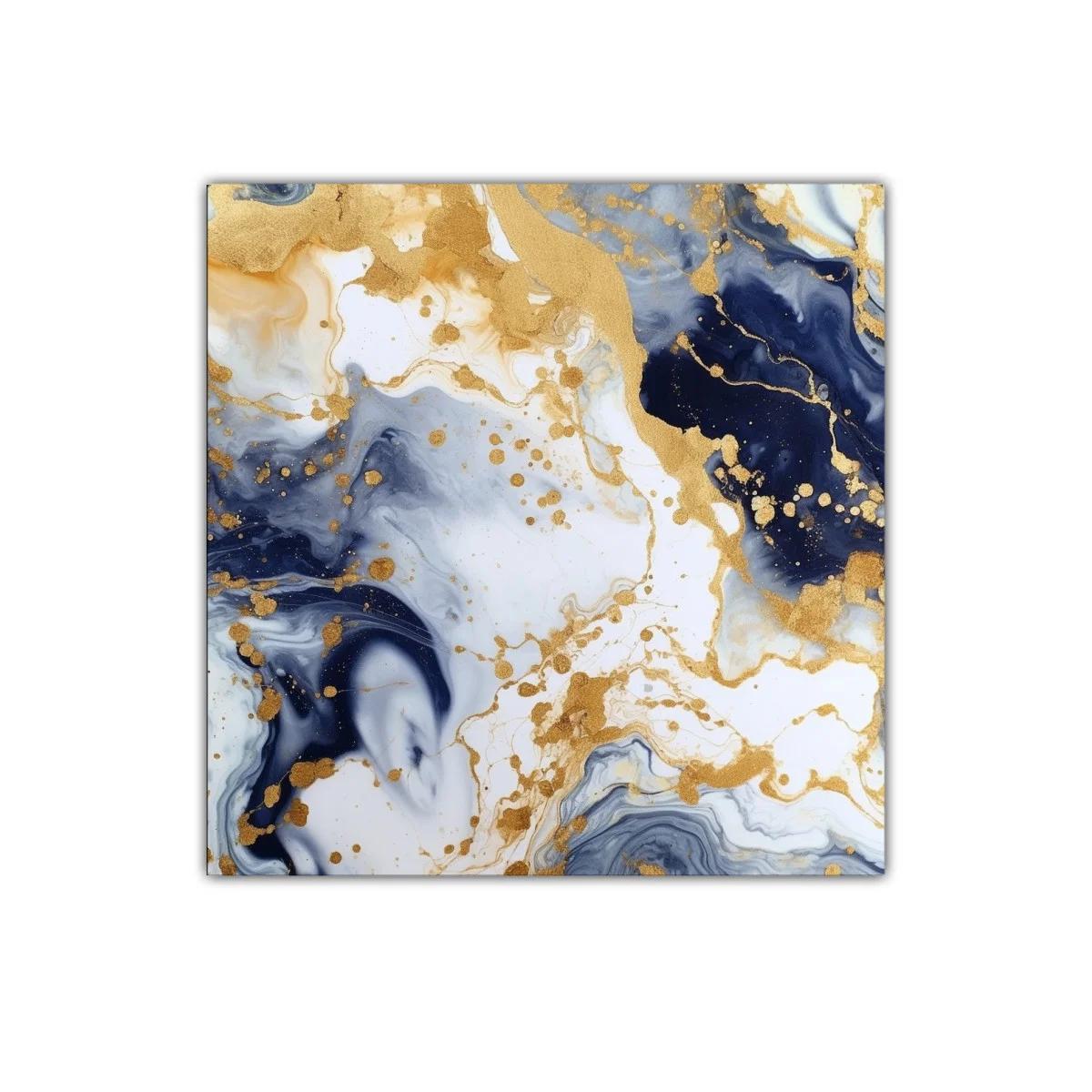 Cuadro abstracto con tonos dorados y azul marino elegante — imagen principal