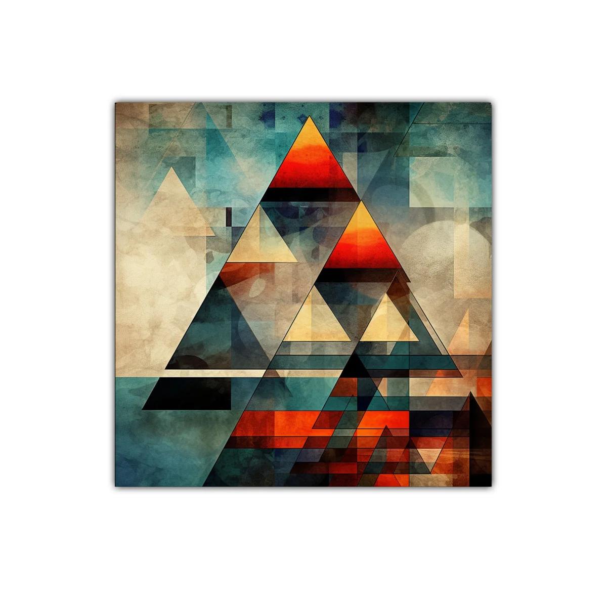 Composición abstracta con triángulos en tonos cálidos y fríos — imagen principal