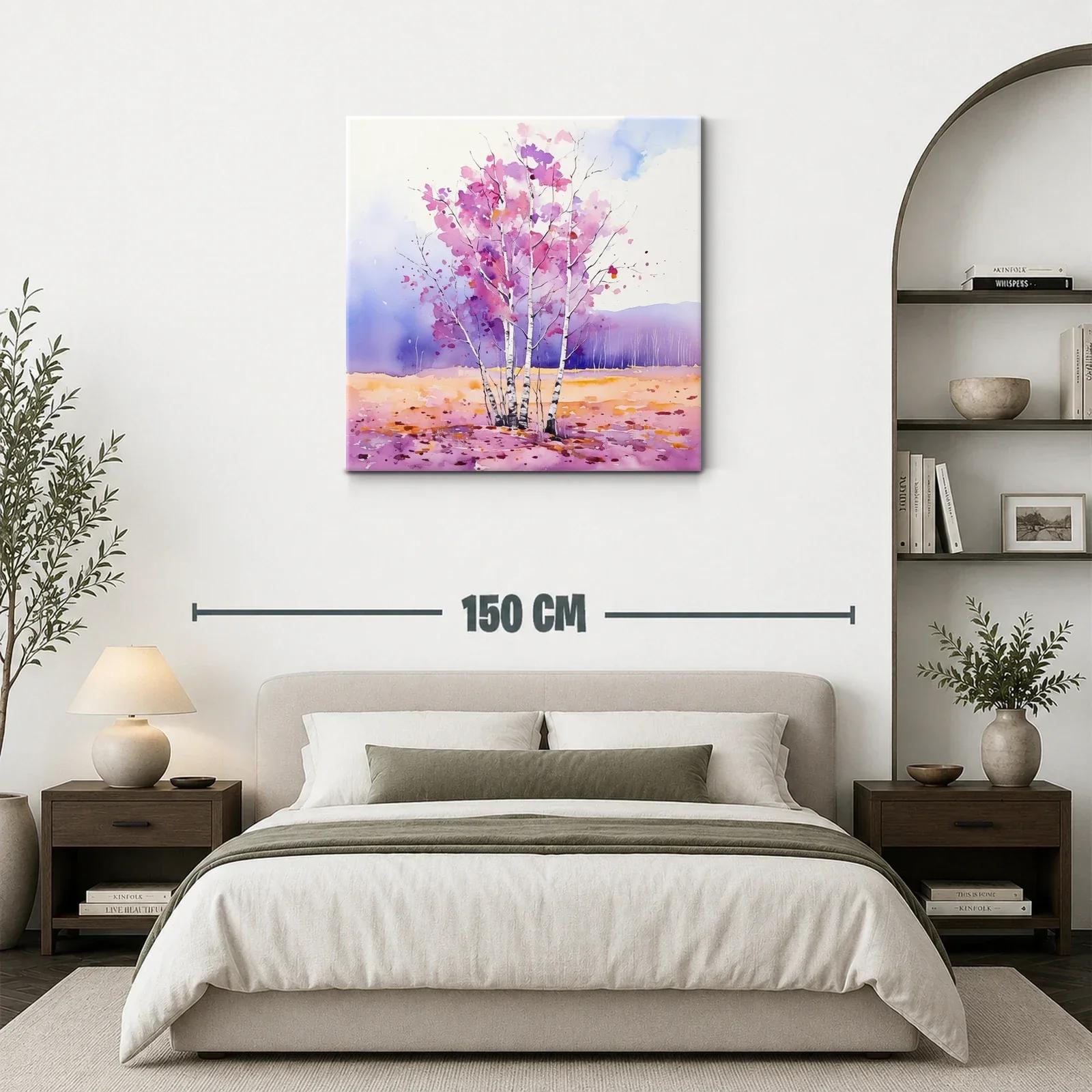 Arboleda en tonos lilas y rosas con paisaje sereno — miniatura 3