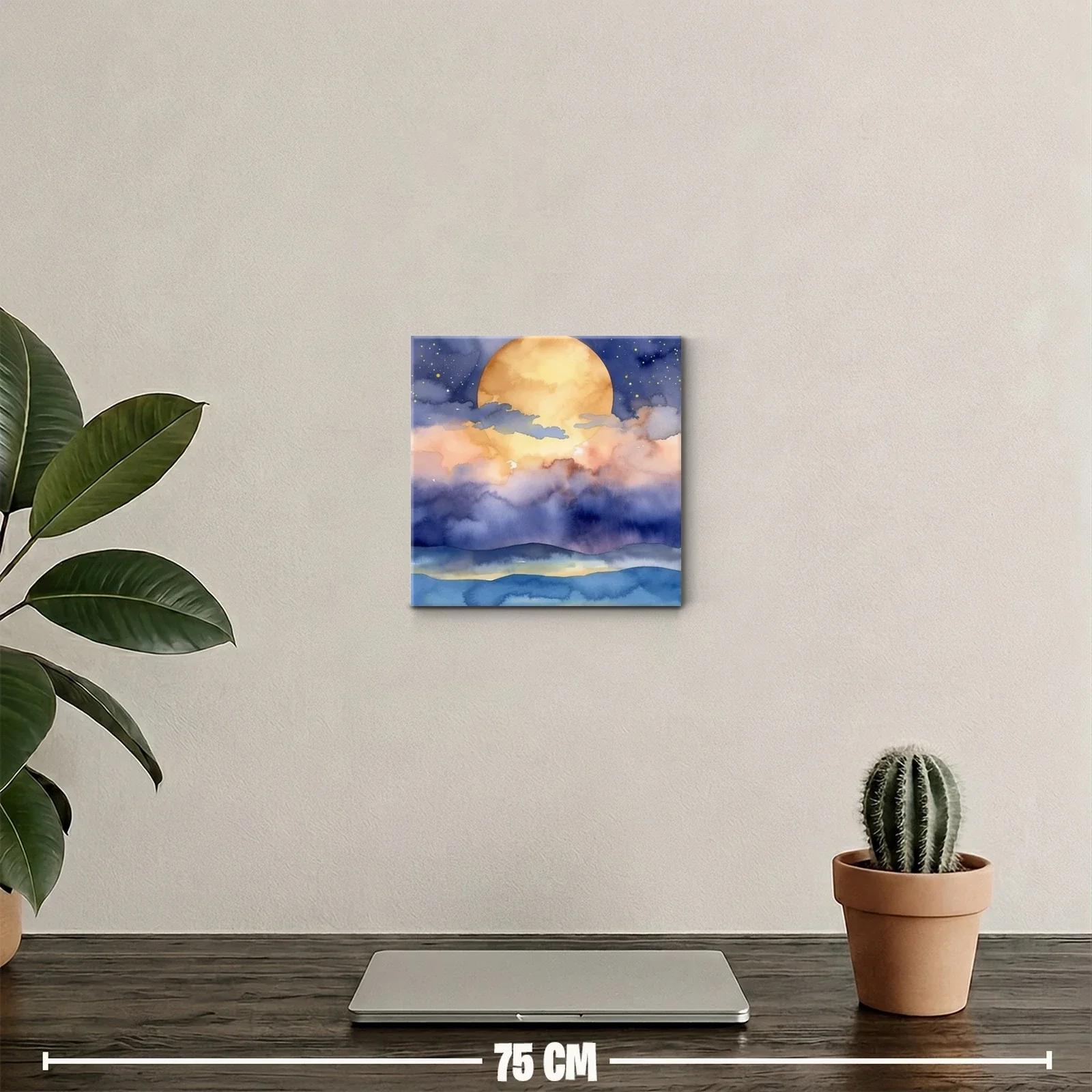 Paisaje nocturno con luna llena y nubes coloridas — miniatura 2