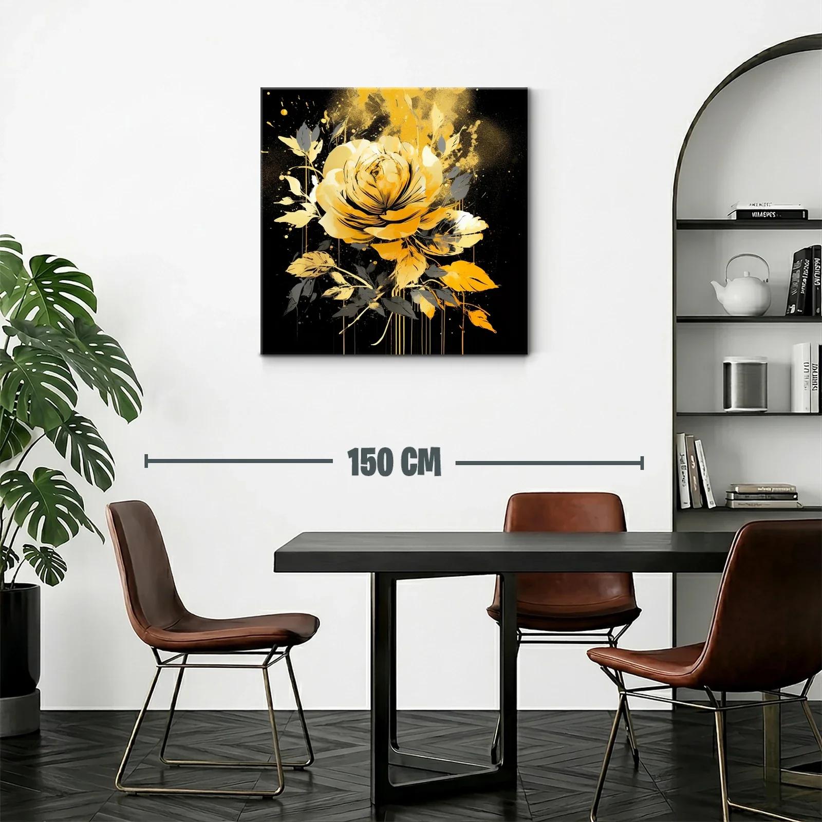 Rosa dorada sobre fondo negro con toque artístico moderno — miniatura 2