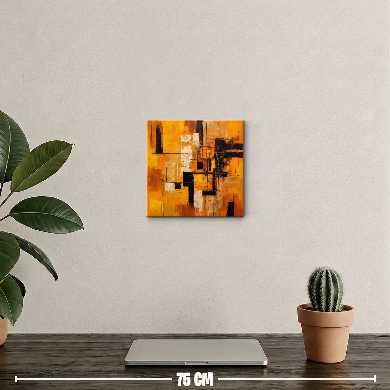Cuadro abstracto en tonos cálidos y contrastes intensos — miniatura 2