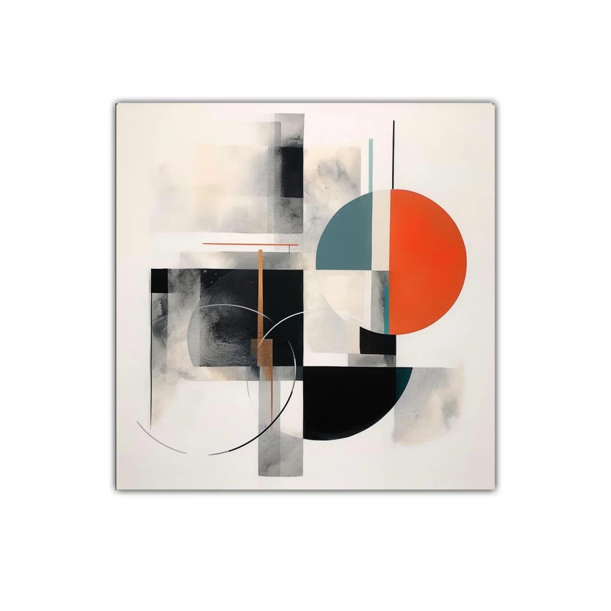 Composición geométrica con círculos y líneas abstractas
