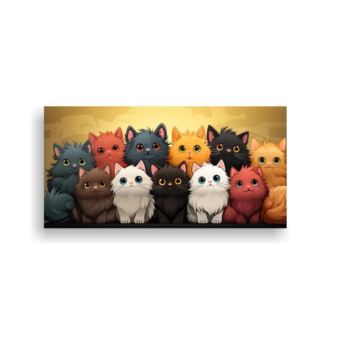Cuadro de gatitos peludos en fila — imagen principal