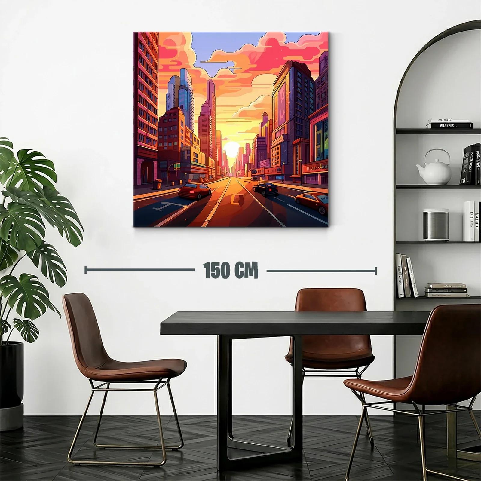 Atardecer vibrante en bulliciosa avenida urbana — miniatura 2