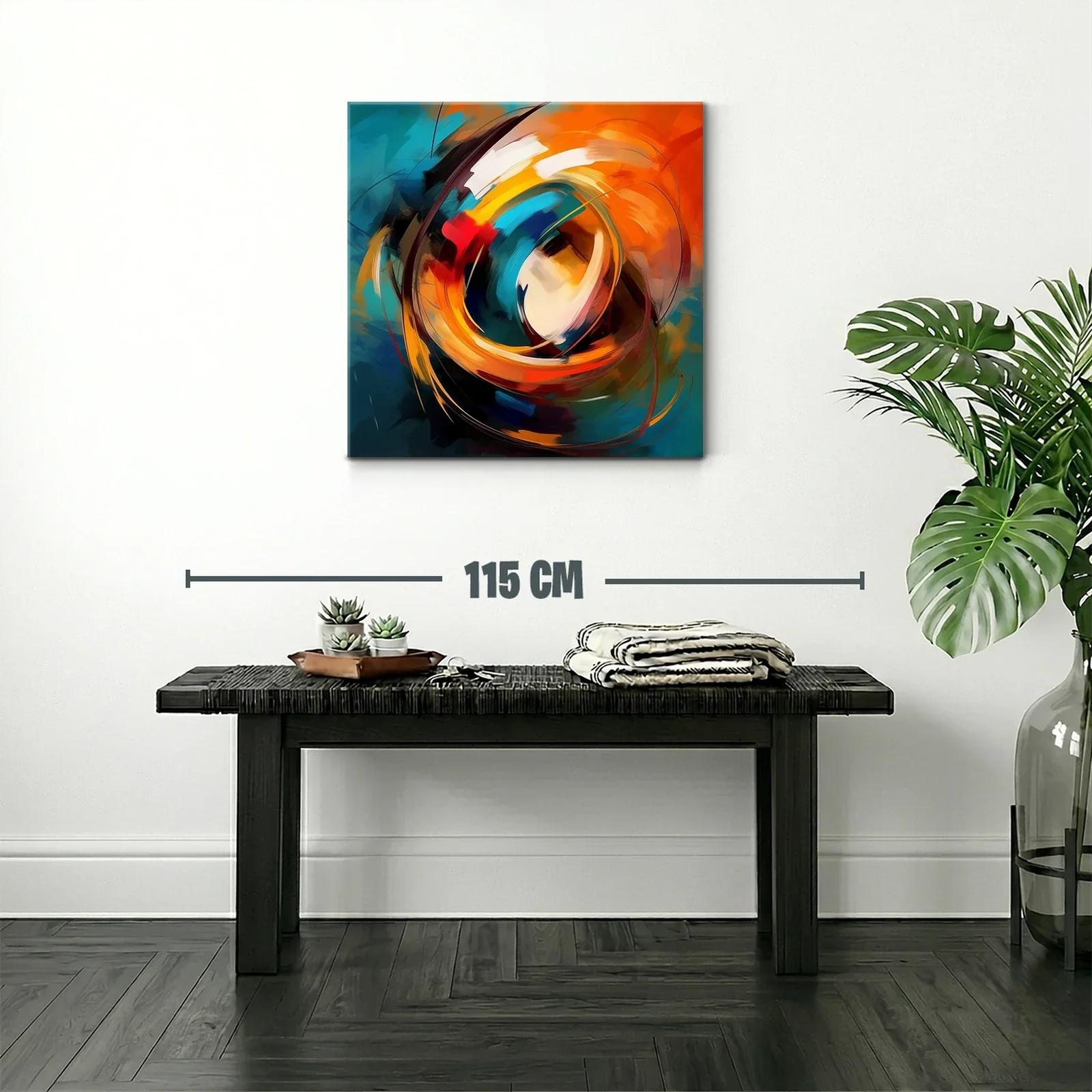 Cuadro Abstracto con Vibrantes Tonos Naranjas y Azules — miniatura 2