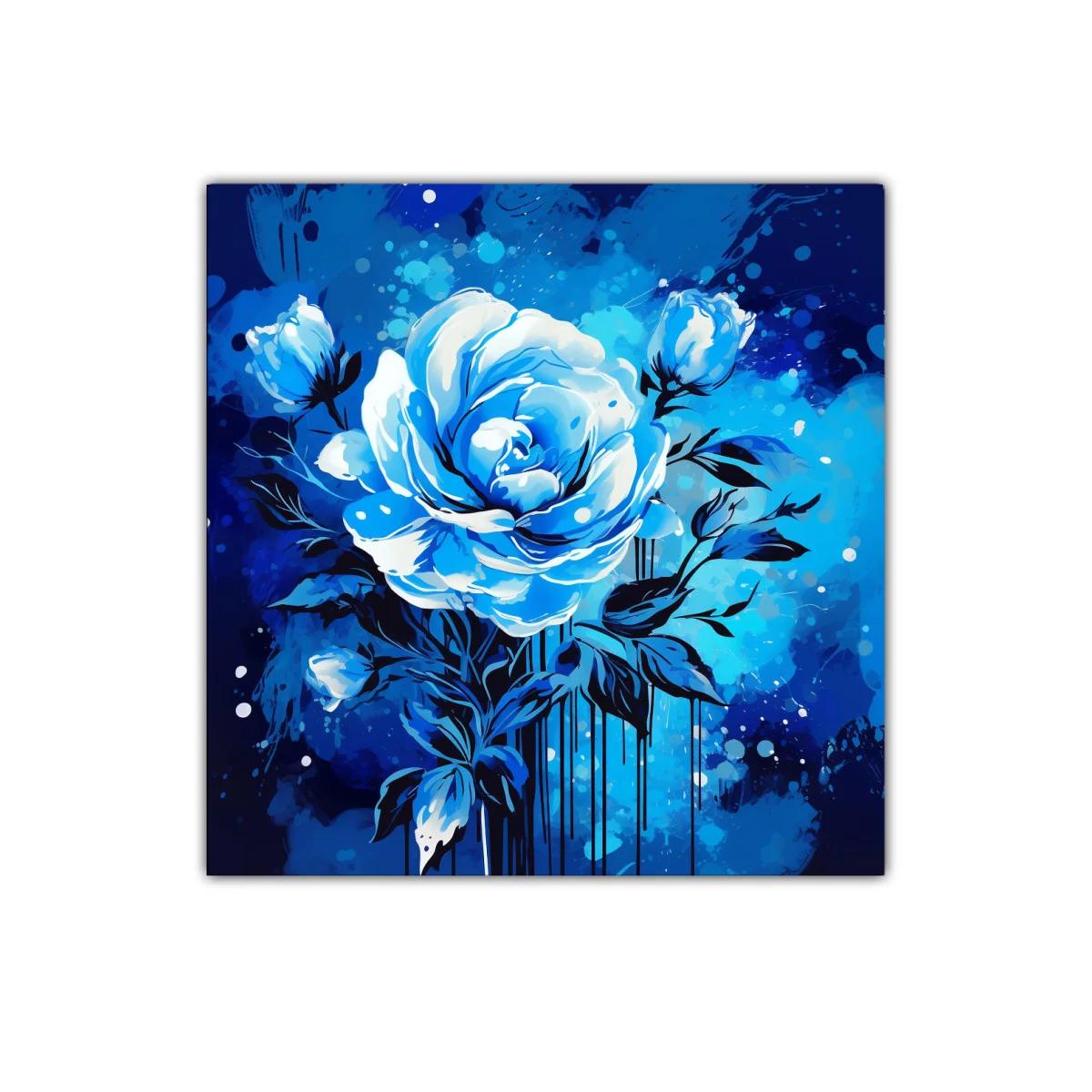 Rosa azul en composición vibrante con fondo dinámico — imagen principal