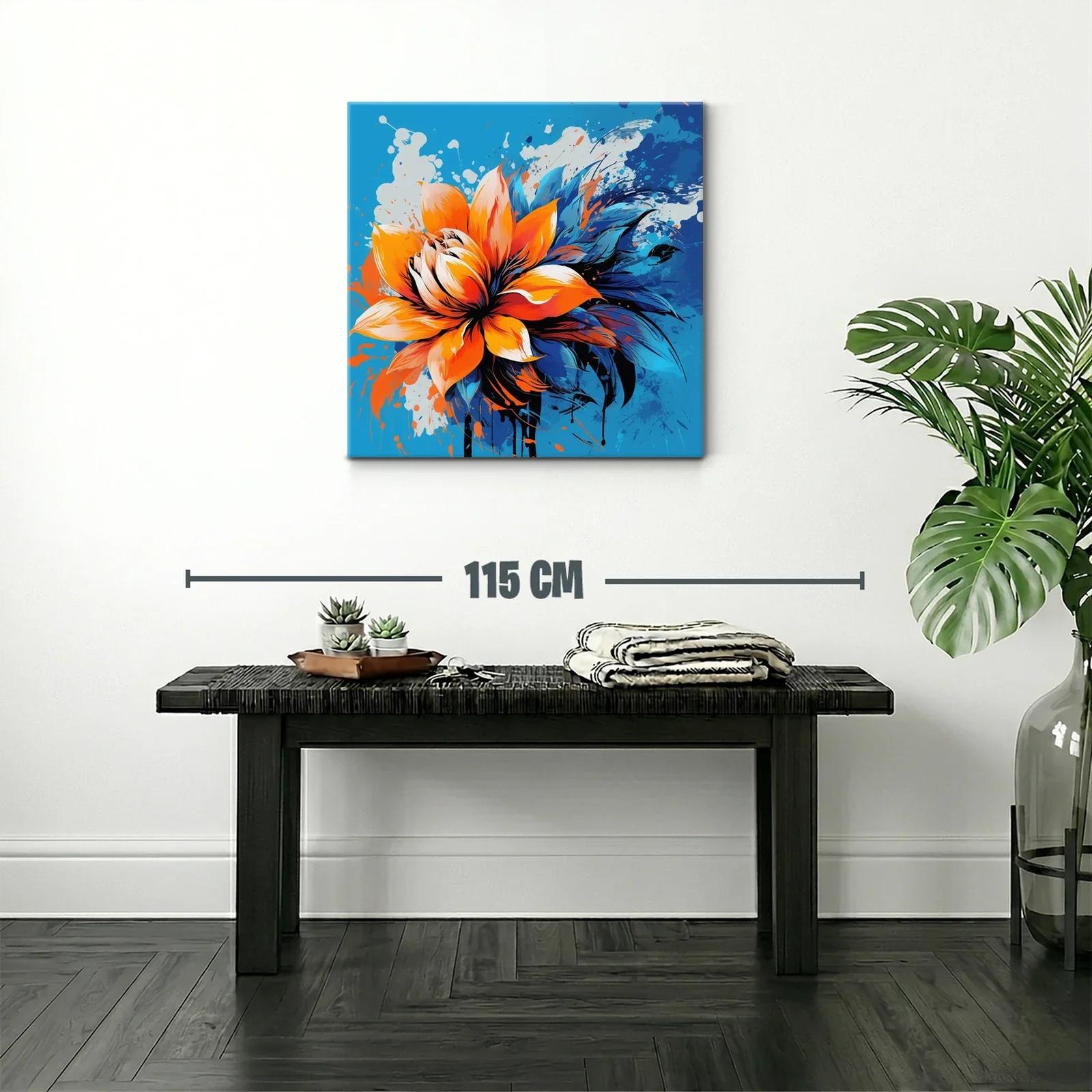 Flor vibrante con contrastes en azul y naranja intenso — miniatura 2