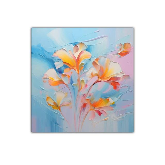 Decorativo cuadro floral en tonos pastel y vibrantes