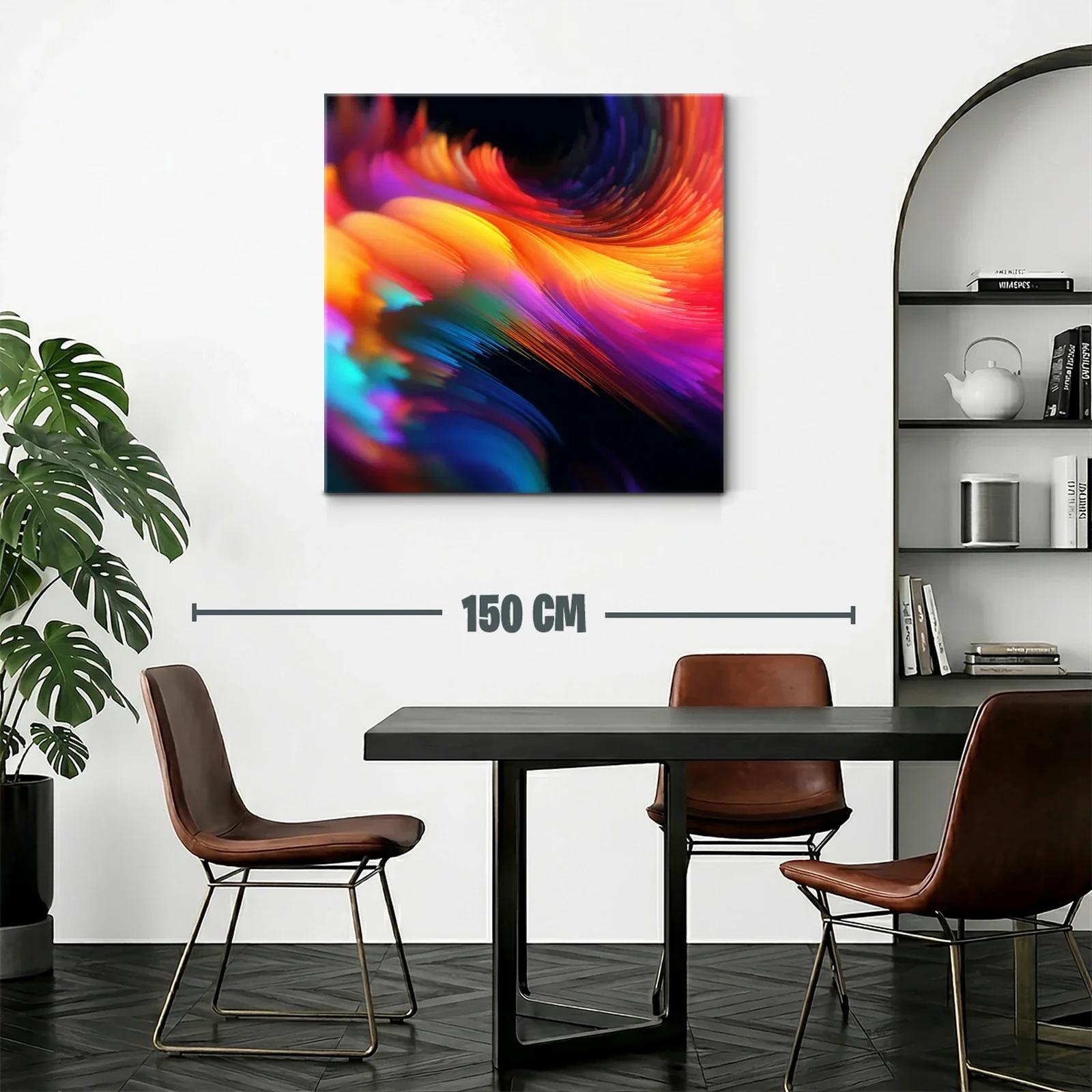 Cuadro abstracto en vibrantes tonos cálidos y fríos — miniatura 2