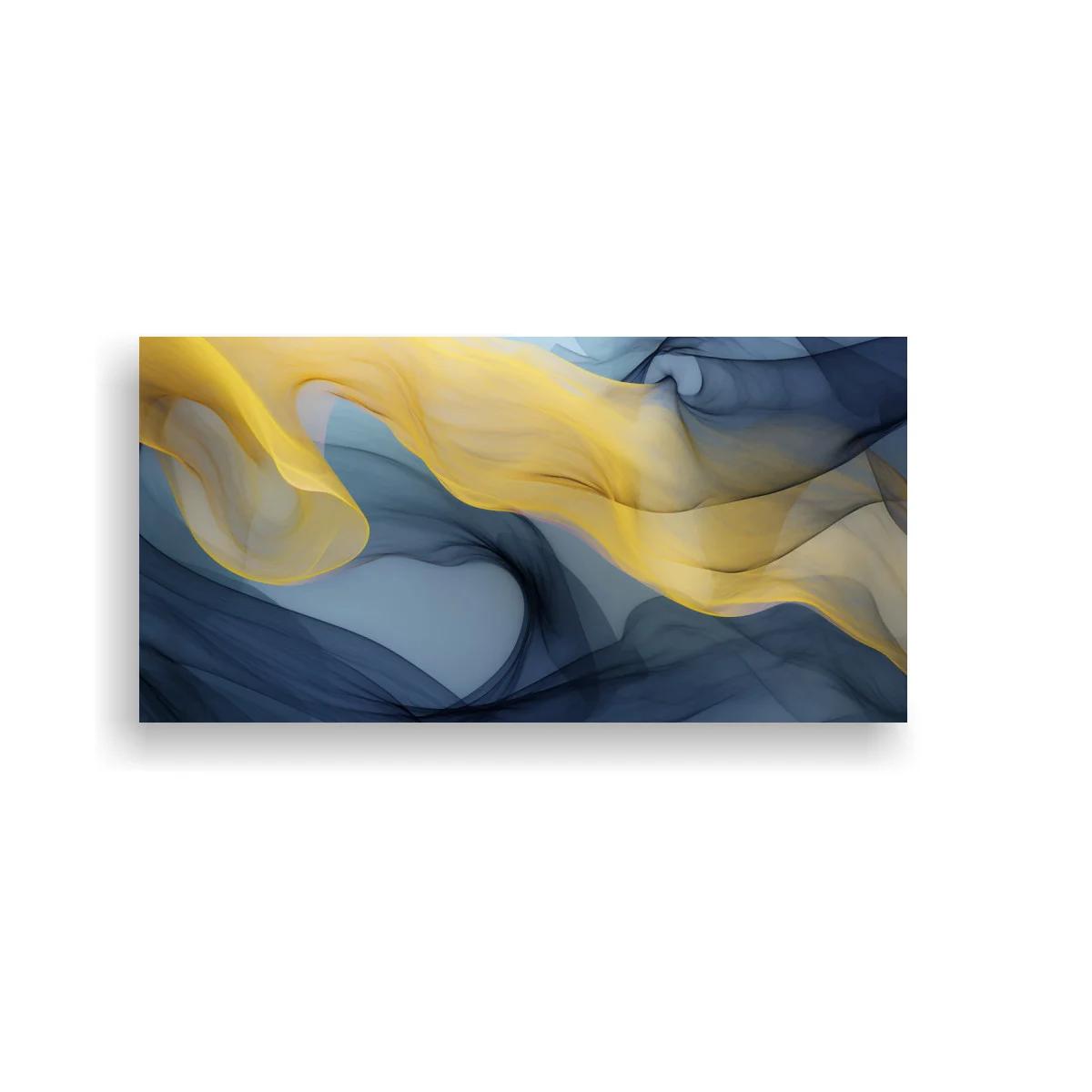 Cuadro formas fluidas abstractas con franja dorada ondulante — imagen principal