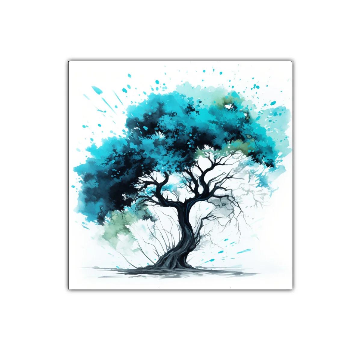 Árbol con copa azul vibrante y tronco sinuoso — imagen principal