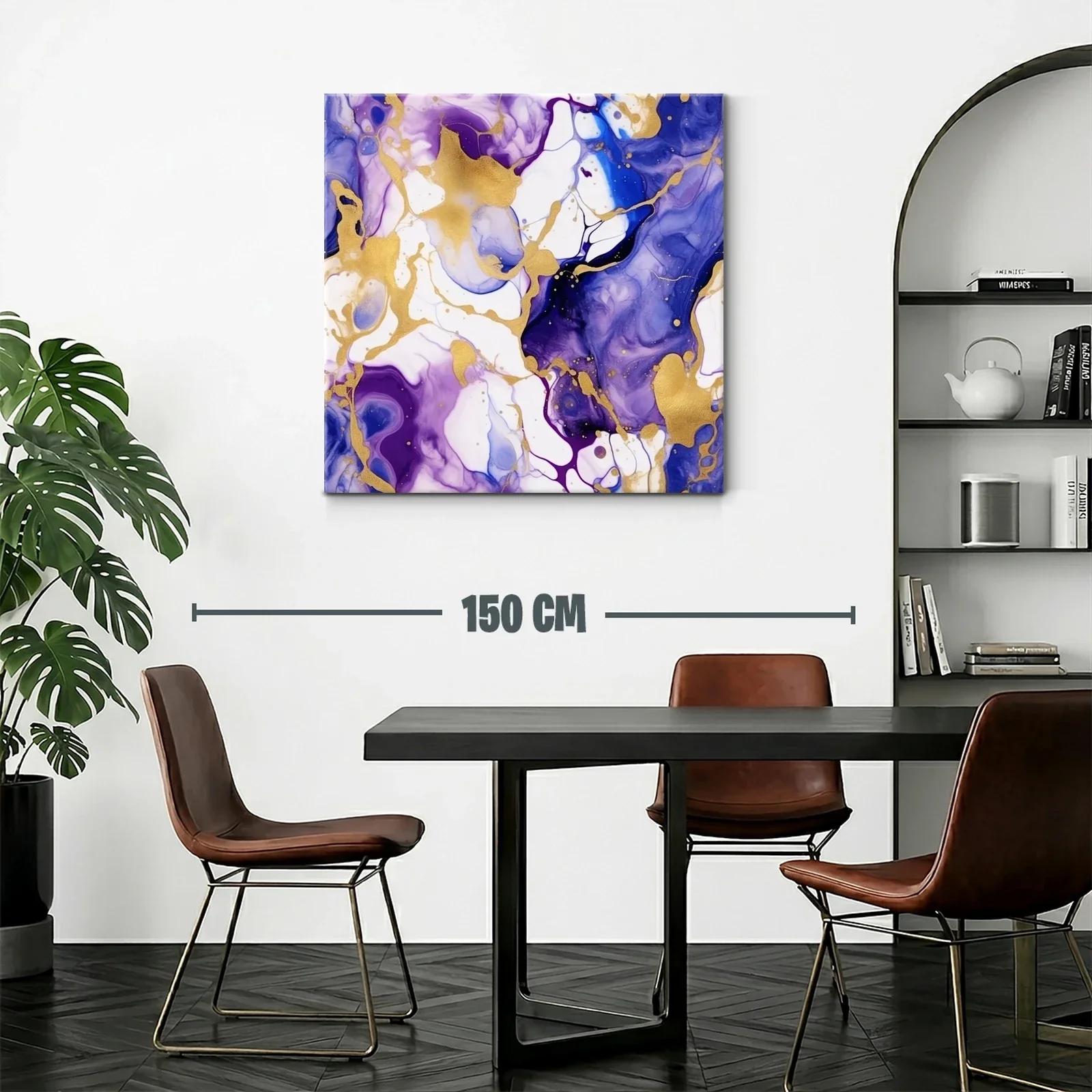 Composición abstracta en tonos violetas y dorados vibrantes — miniatura 2