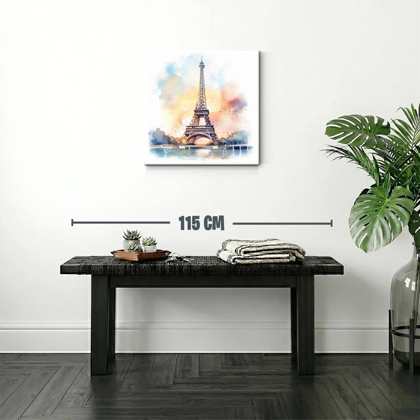 Cuadro Torre Eiffel en Acuarela con Tonos Suaves y Cálidos — miniatura 2