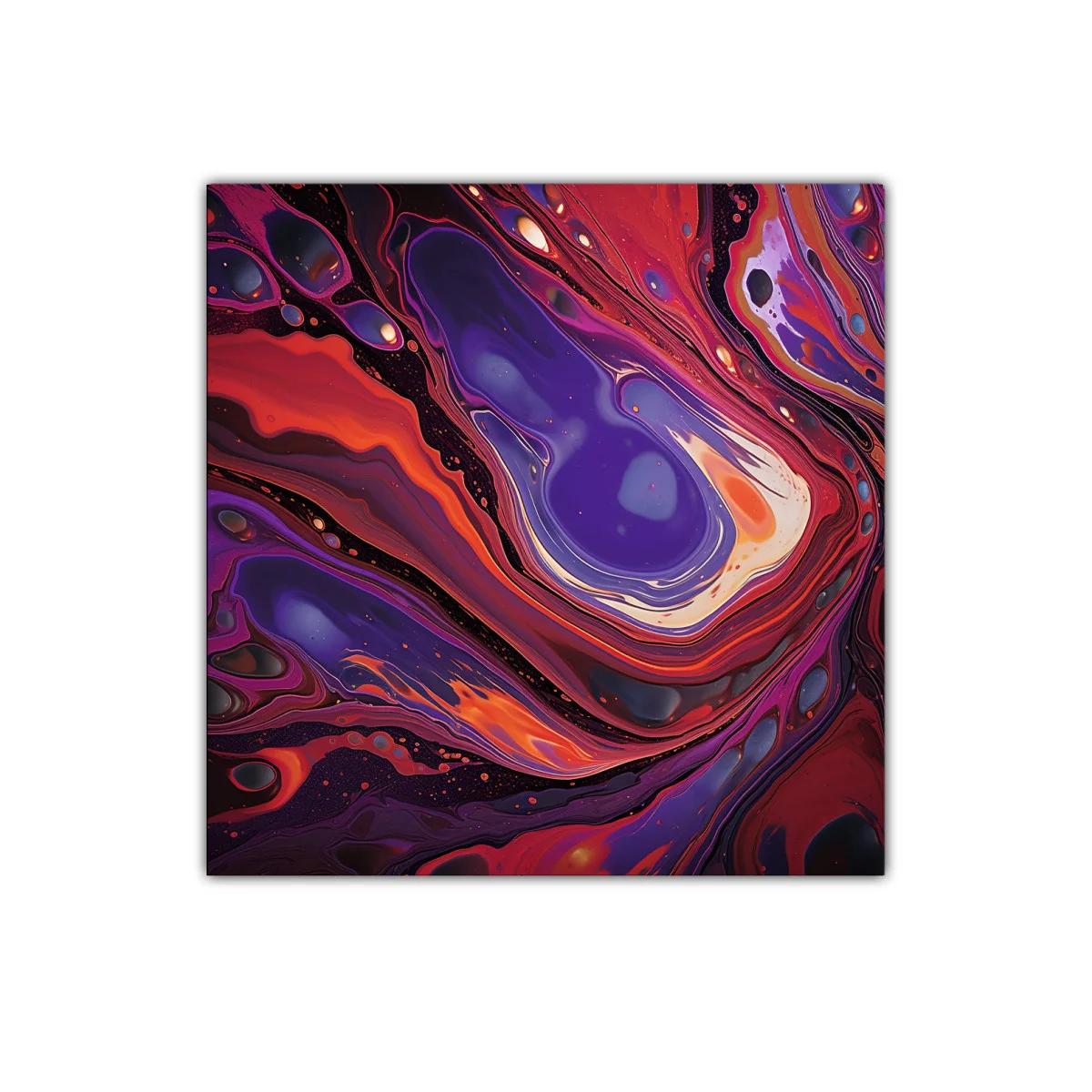 Cuadro decorativo con formas fluidas en tonos rojos y violetas — imagen principal